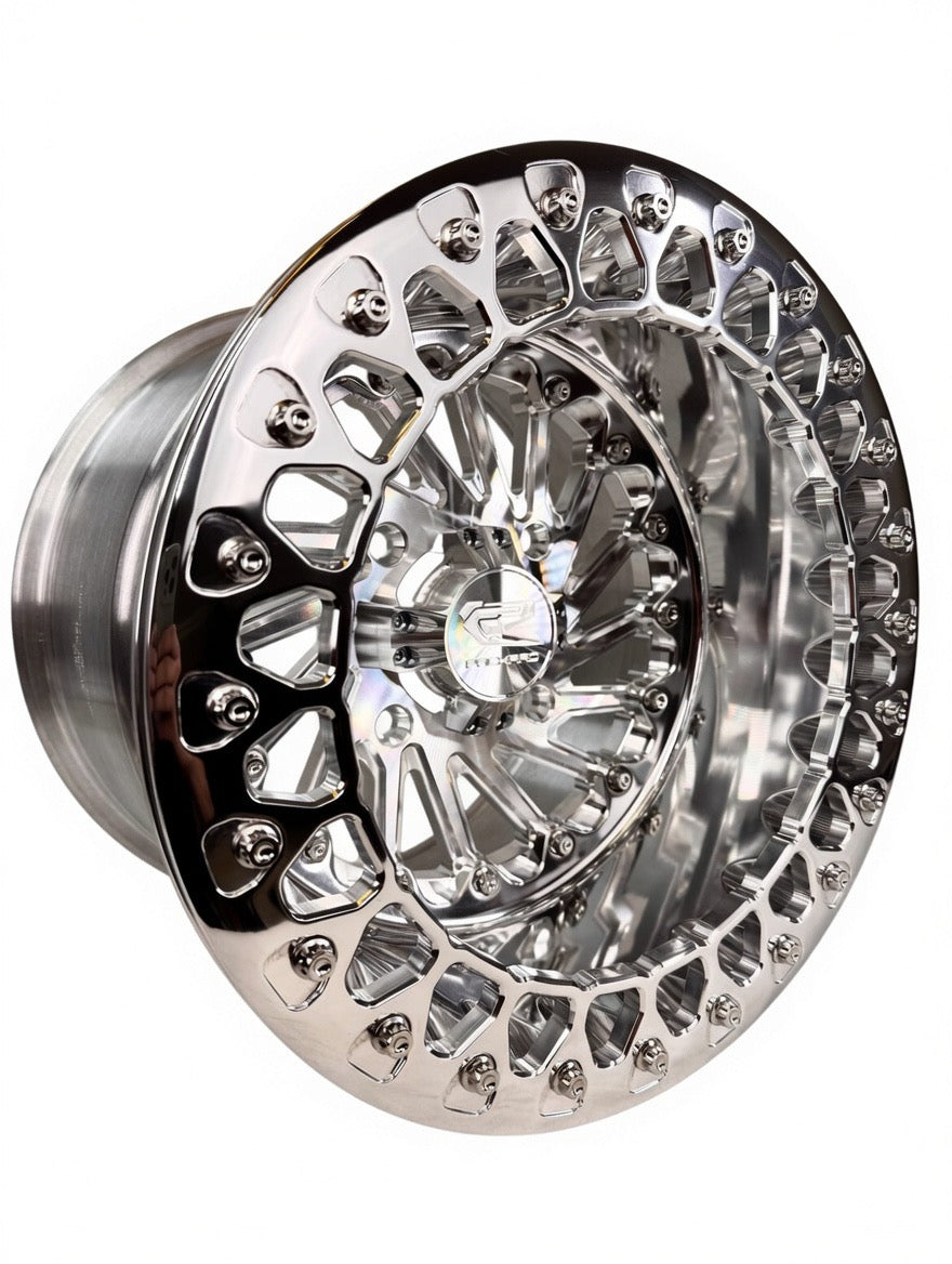 Cyclone - FF Forged Polished Beadlock - Silver complete UTV wheel