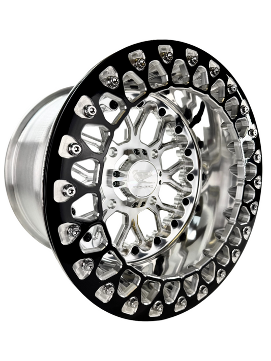 Wishbone - FF Forged Polished Beadlock - Silver complete UTV wheel