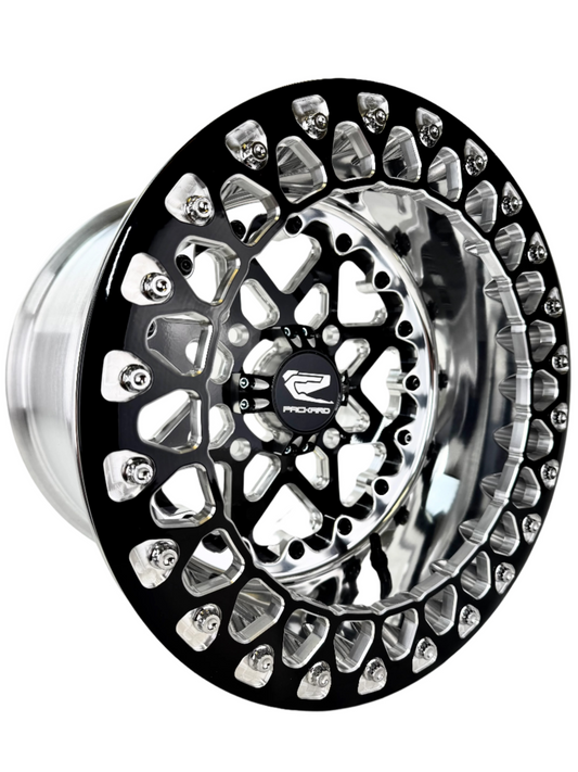 V2 Super Star - FF Forged Polished Beadlock - Gloss Black complete UTV wheel